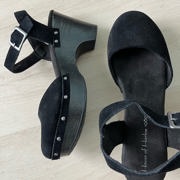 House of Harlow 1960 black suede clog heels in size 9. Worn once - Picture 2 of 7